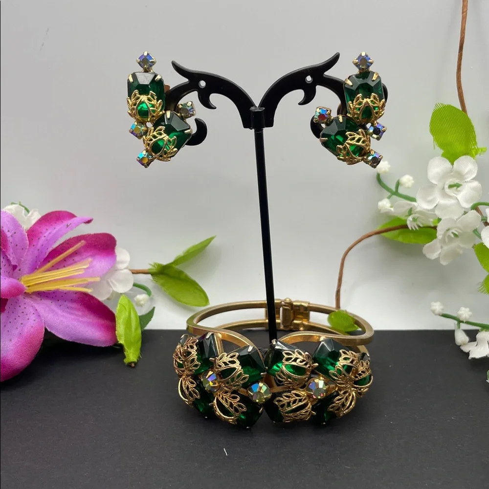 Juliana clamper bracelet and earring set vintage and verified - Picture 2 of 6